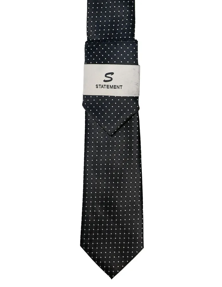 BLACK DOT 2 PC TIE & HANKIE SET