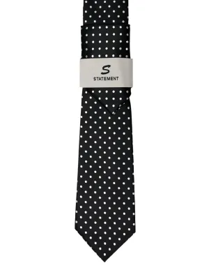 BLACK DOT 2 PC TIE & HANKIE SET