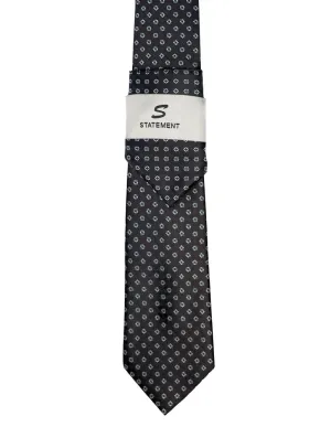 BLACK FLORAL DOT 2 PC TIE & HANKIE SET