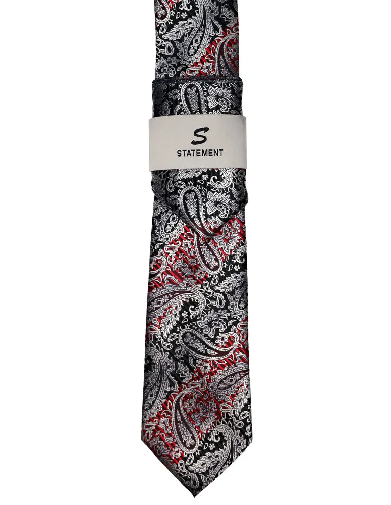 BLACK PAISLEY 2 PC TIE & HANKIE SET