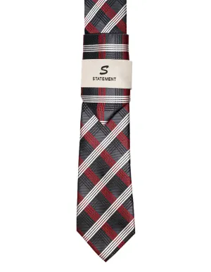 BLACK PLAID 2 PC TIE & HANKIE SET