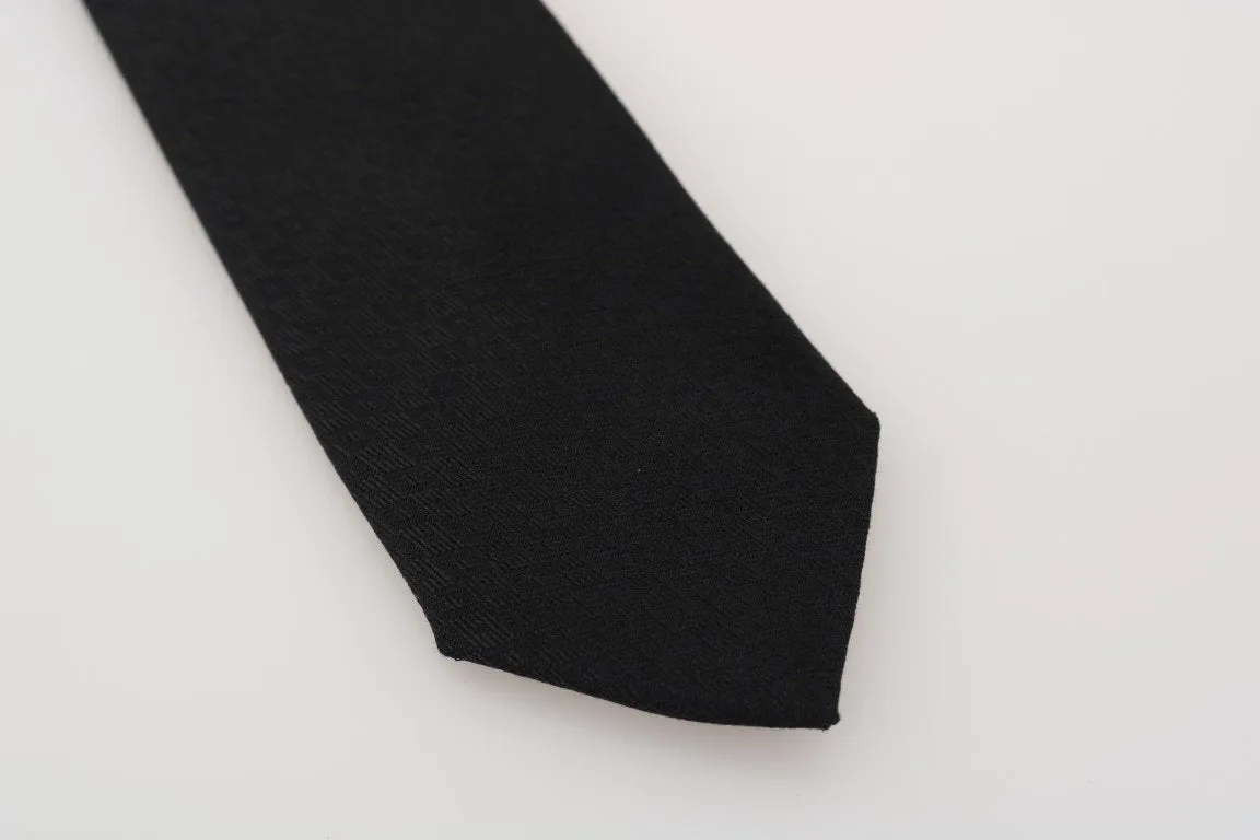 Black Silk Rhombus Pattern Tie