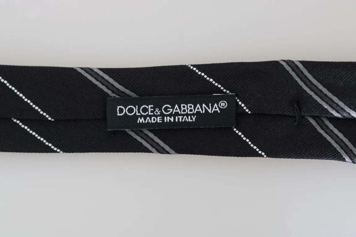 Black Silk Striped Slim Tie
