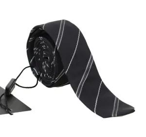 Black Silk Striped Slim Tie
