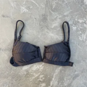 Black Striped Squared V Bikini Top