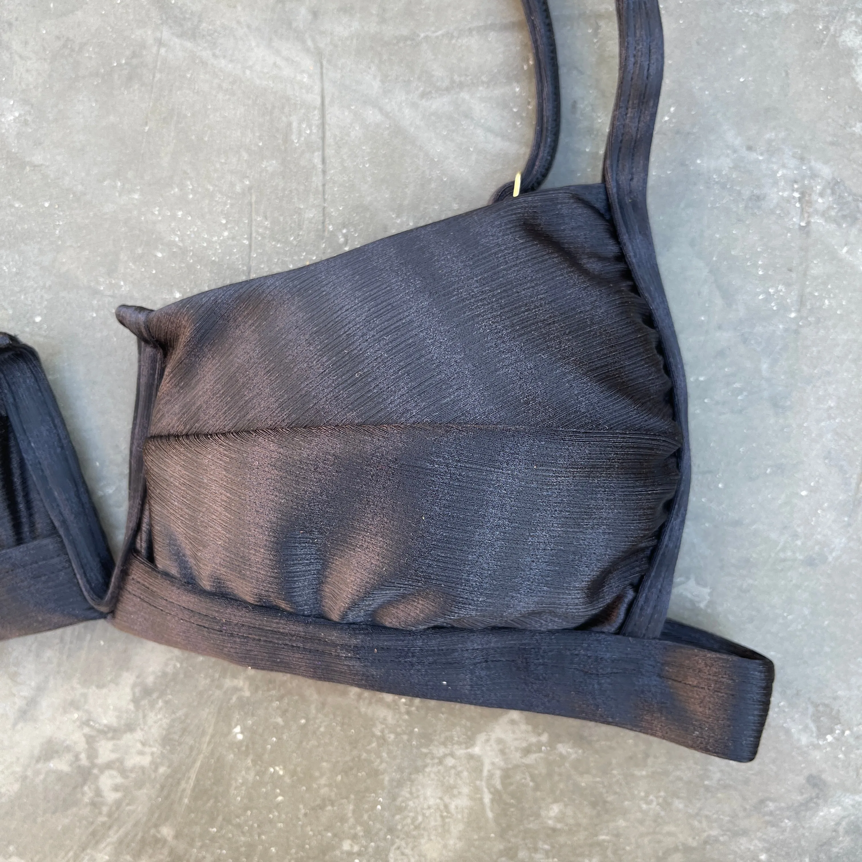 Black Striped Squared V Bikini Top