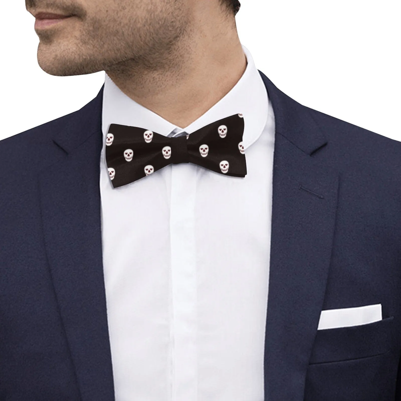 Black White Skulls Bow Tie