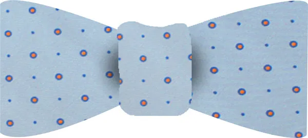 Blue & Orange on Light Blue Macclesfield Printed Silk Bow Tie #MCBT-21