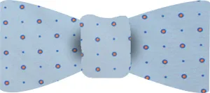 Blue & Orange on Light Blue Macclesfield Printed Silk Bow Tie #MCBT-21