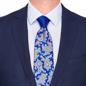 Blue and Orange Paisley Silk Tie