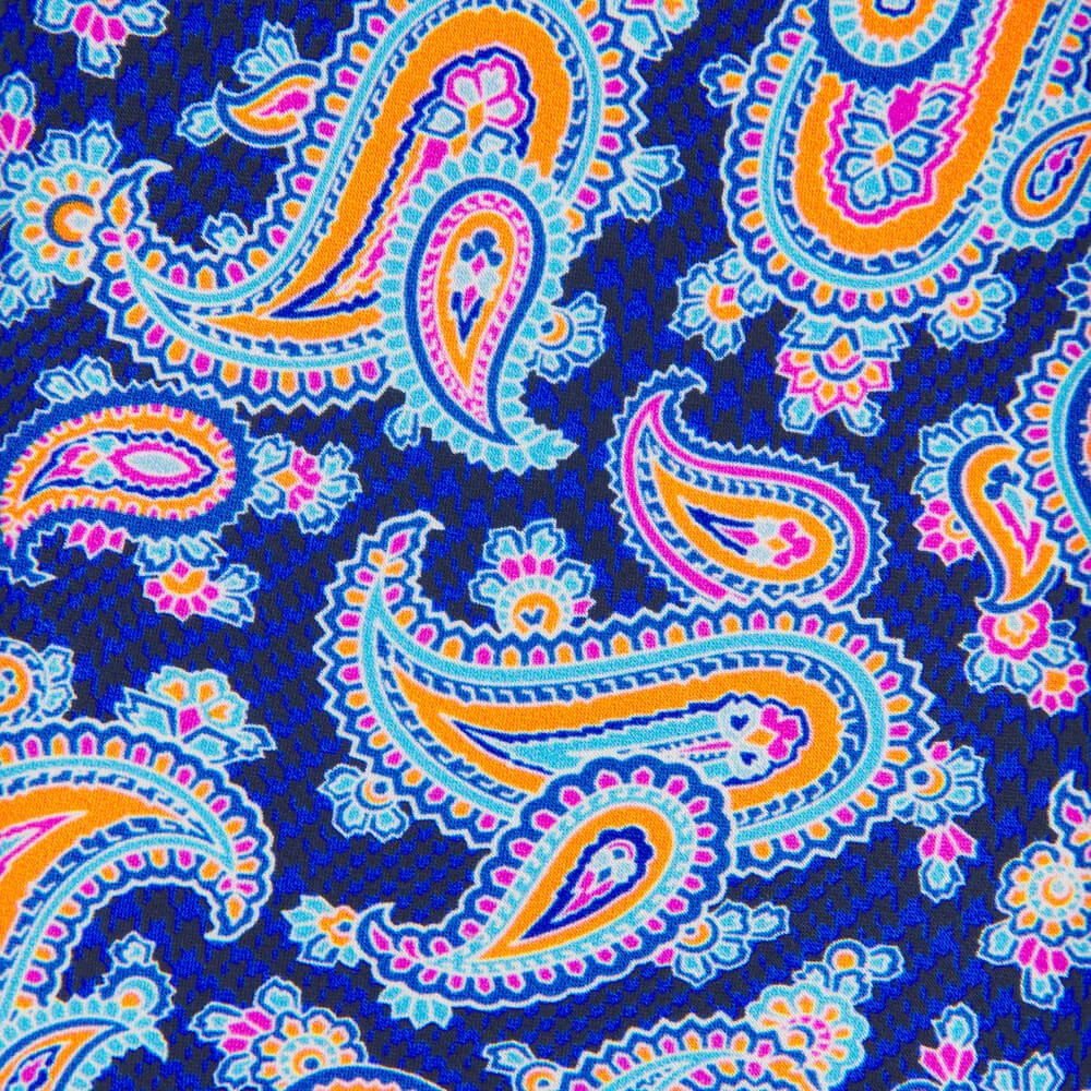 Blue and Orange Paisley Silk Tie