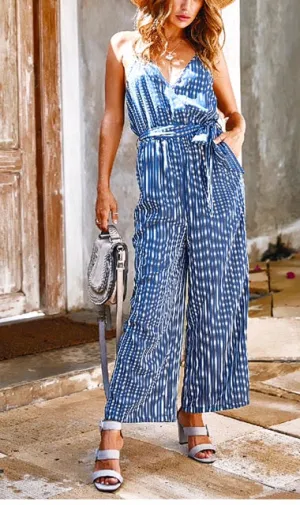 Blue Dreams Faux Wrap Jumpsuit