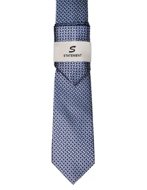 BLUE GEO 2 PC TIE & HANKIE SET