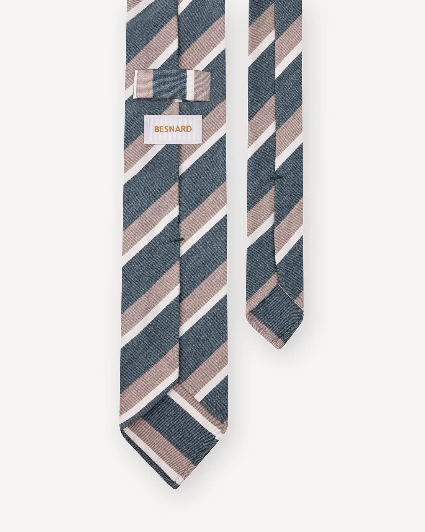 Blue-Grey Taupe White Stripe Mogador Tie