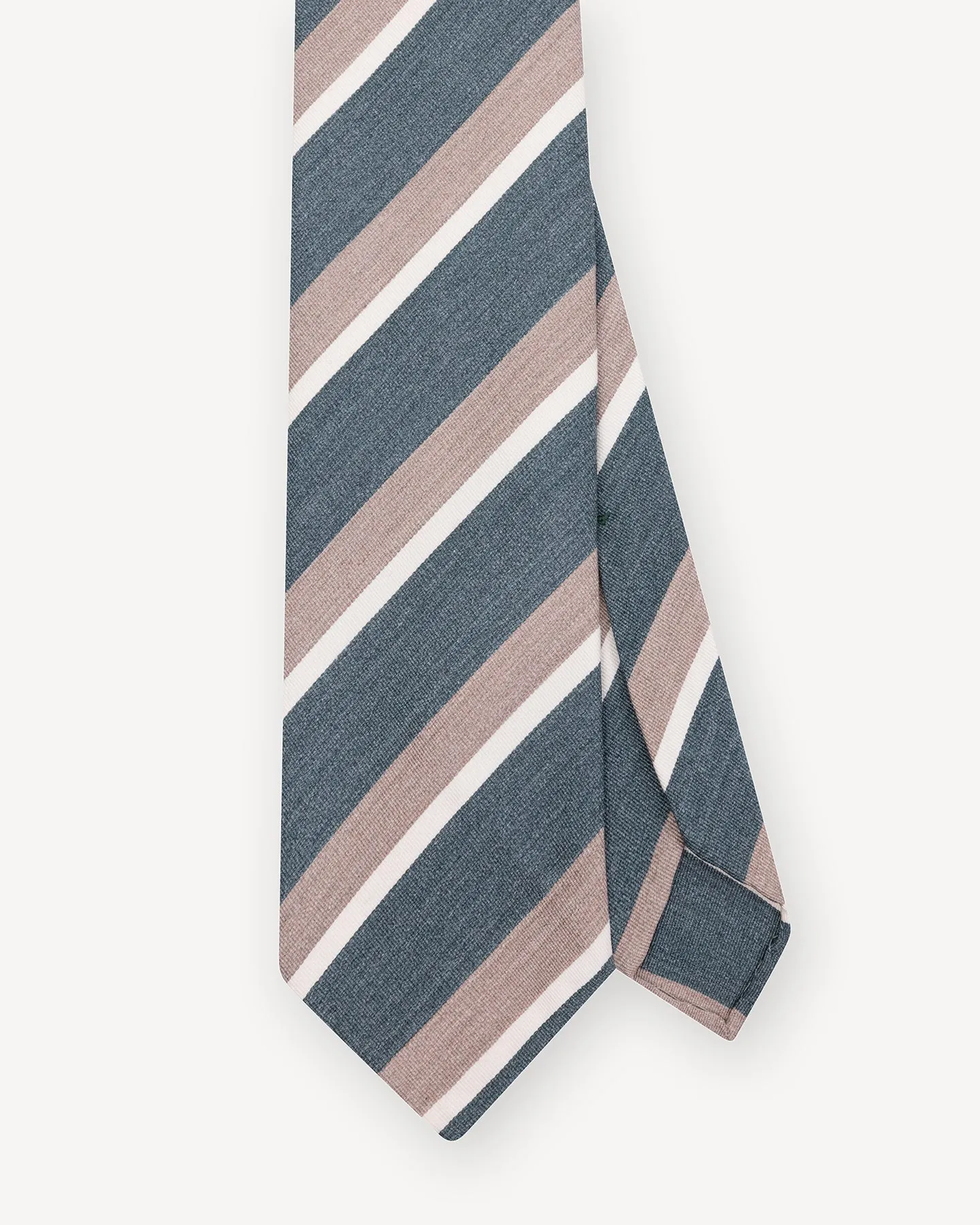 Blue-Grey Taupe White Stripe Mogador Tie