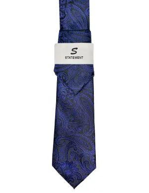 BLUE PAISLEY 2 PC TIE & HANKIE SET