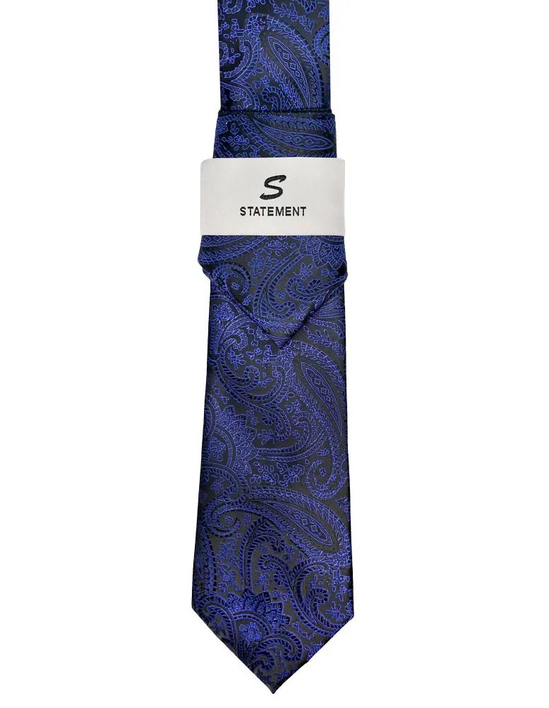 BLUE PAISLEY 2 PC TIE & HANKIE SET