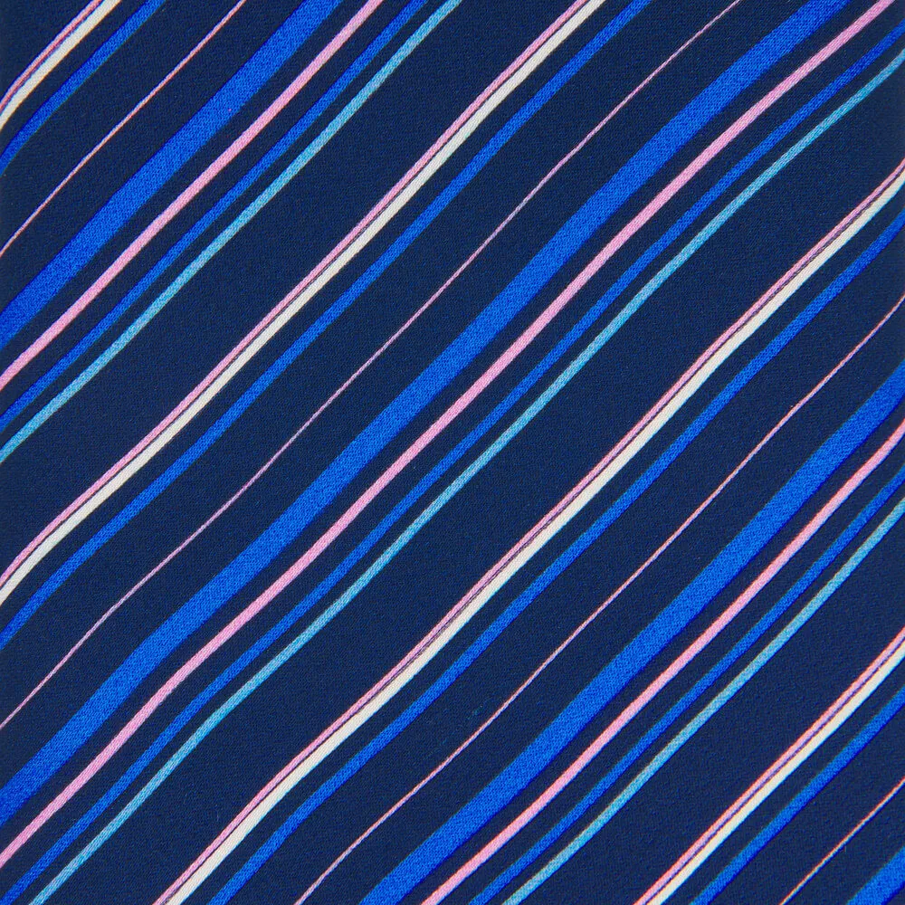 Blue Pink White Stripes Silk Tie