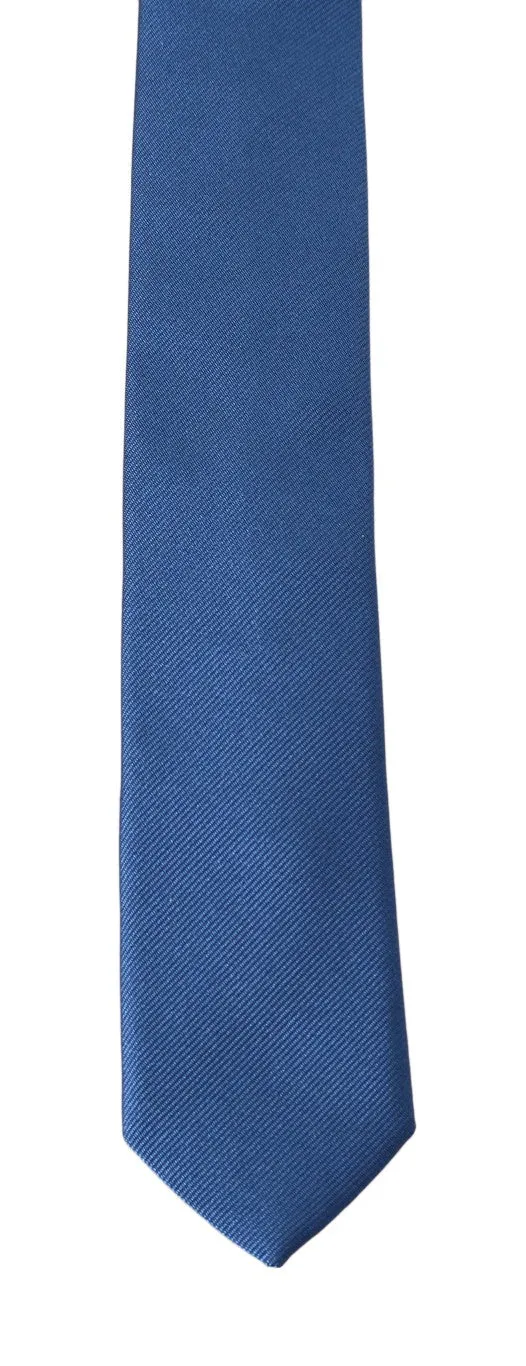 Blue Silk Striped Pattern Slim Tie