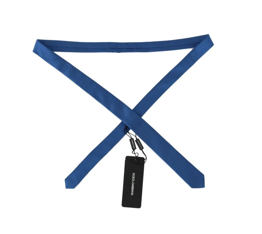 Blue Silk Striped Pattern Slim Tie