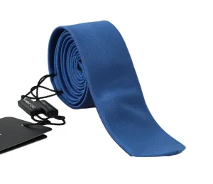 Blue Silk Striped Pattern Slim Tie