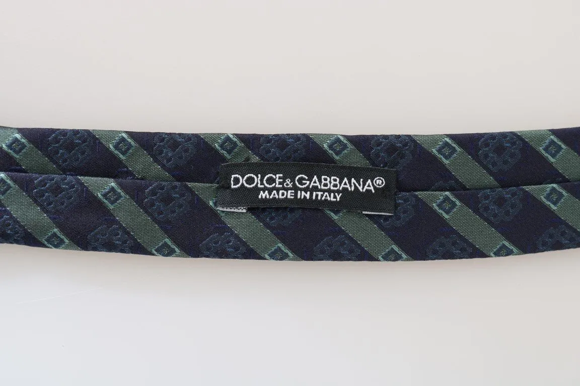 Blue Silk Striped Skinny Tie