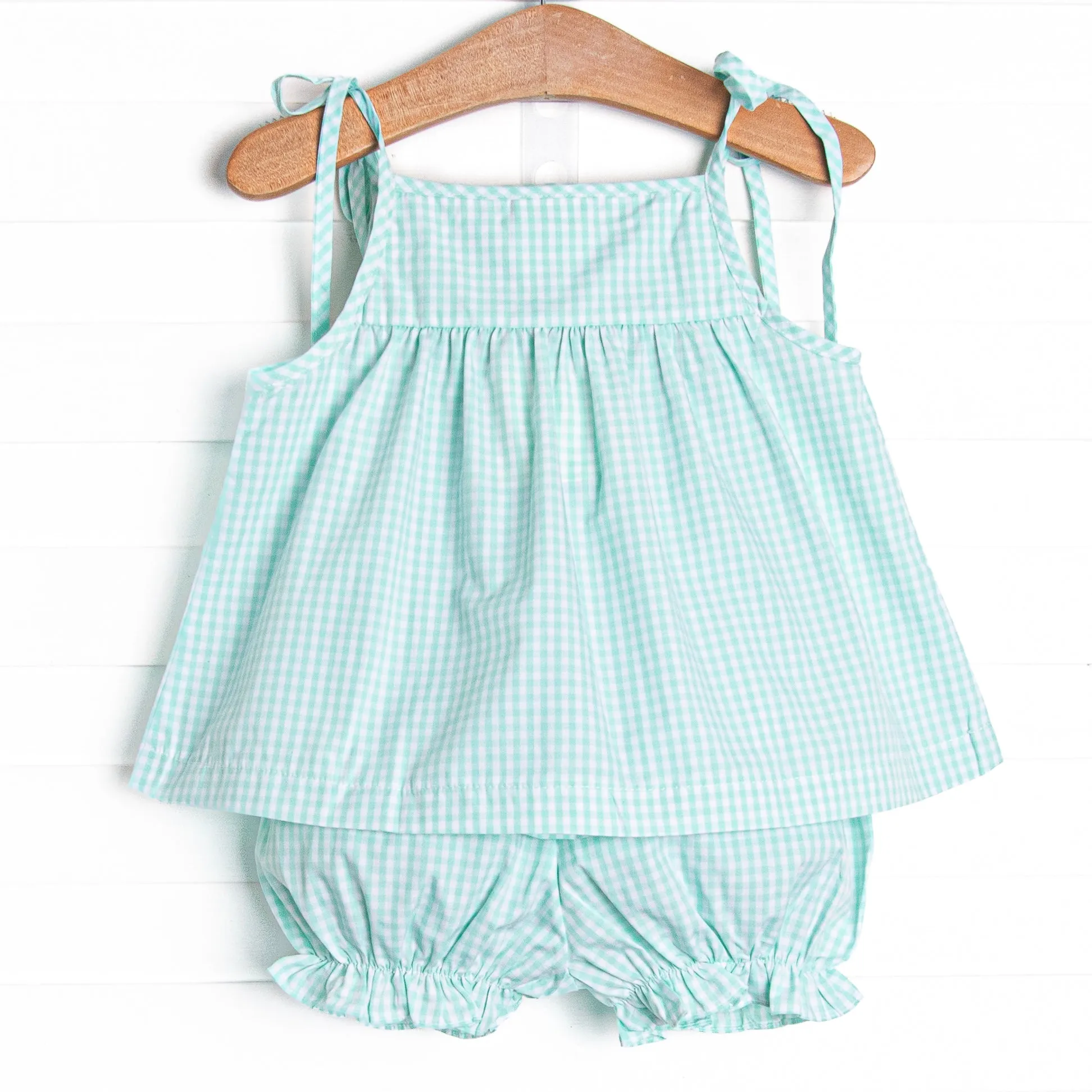 Blue Sky Balloons Smocked Bloomer Set, Green