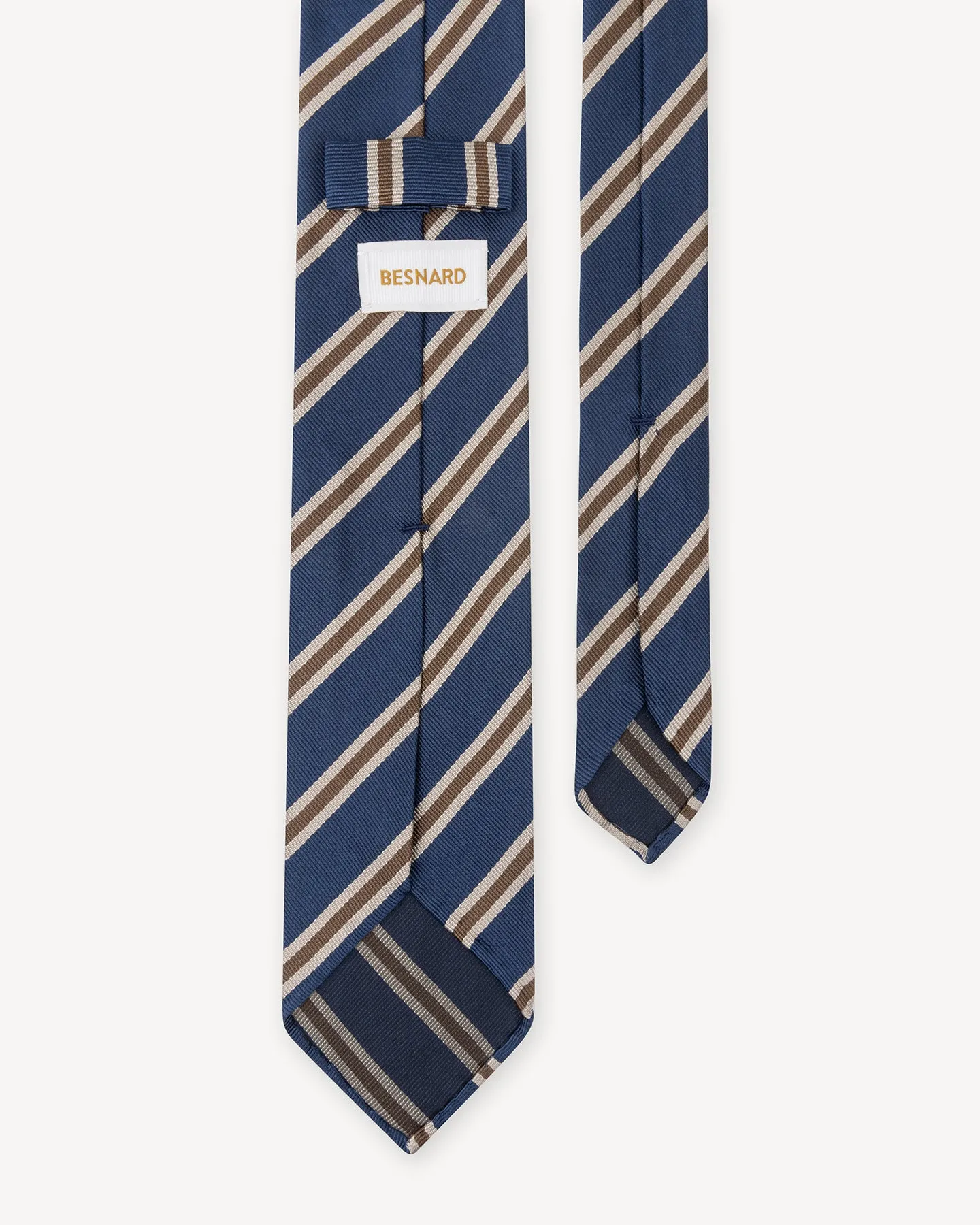 Blue Tan and Mid Brown Regimental Stripe Repp Tie