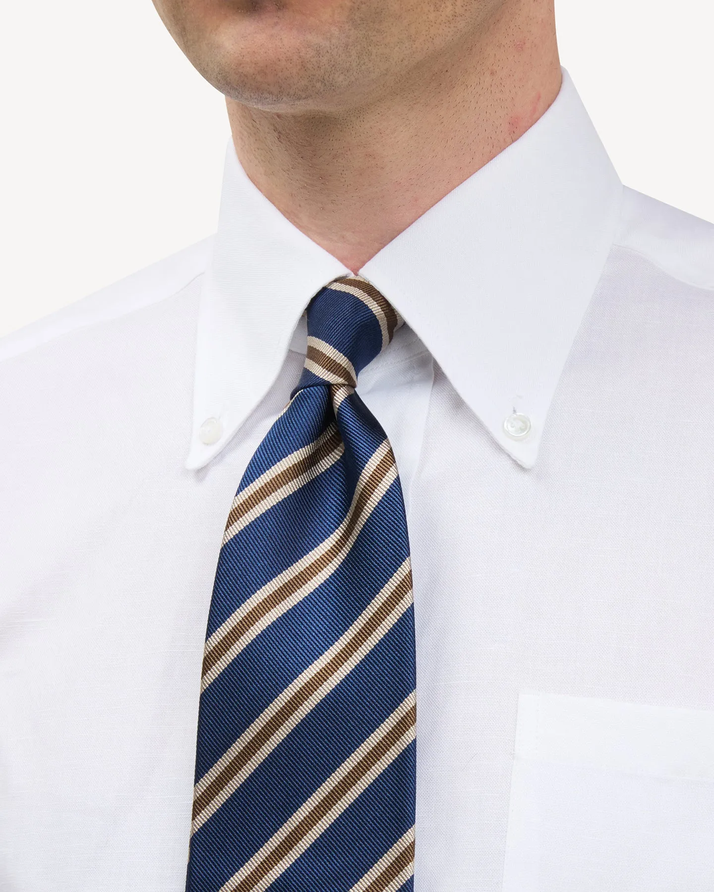 Blue Tan and Mid Brown Regimental Stripe Repp Tie