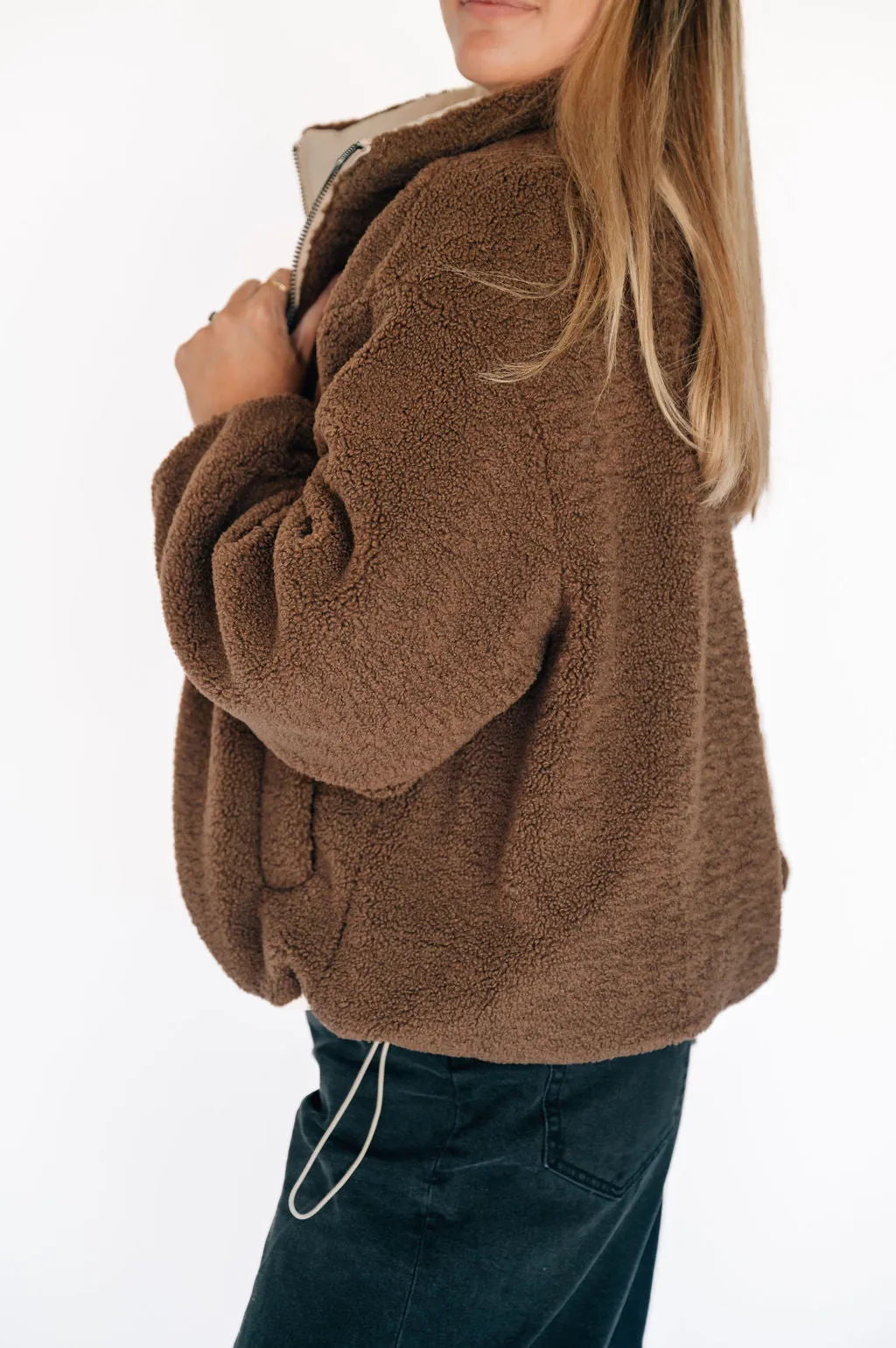 Bougie Reversible Sherpa Puff Bomber Jacket