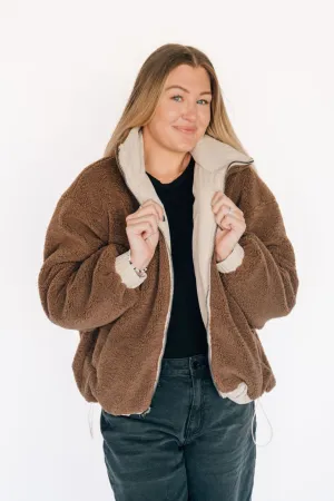 Bougie Reversible Sherpa Puff Bomber Jacket