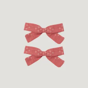 BOW SET, CORAL CROSSSTITCH