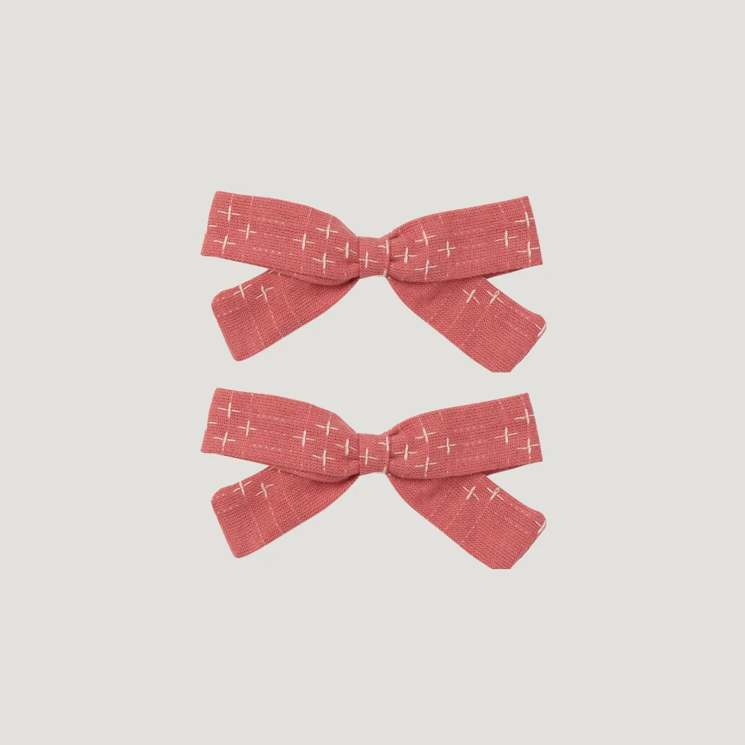 BOW SET, CORAL CROSSSTITCH