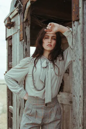 Bow Tie Velvet Blouse