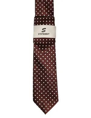 BROWN DOT 2 PC TIE & HANKIE SET