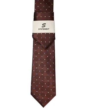 BROWN GEO DOT 2 PC TIE & HANKIE SET