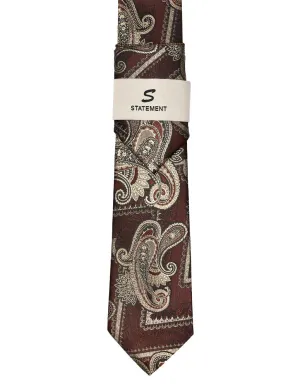 BROWN PAISLEY 2 PC TIE & HANKIE SET