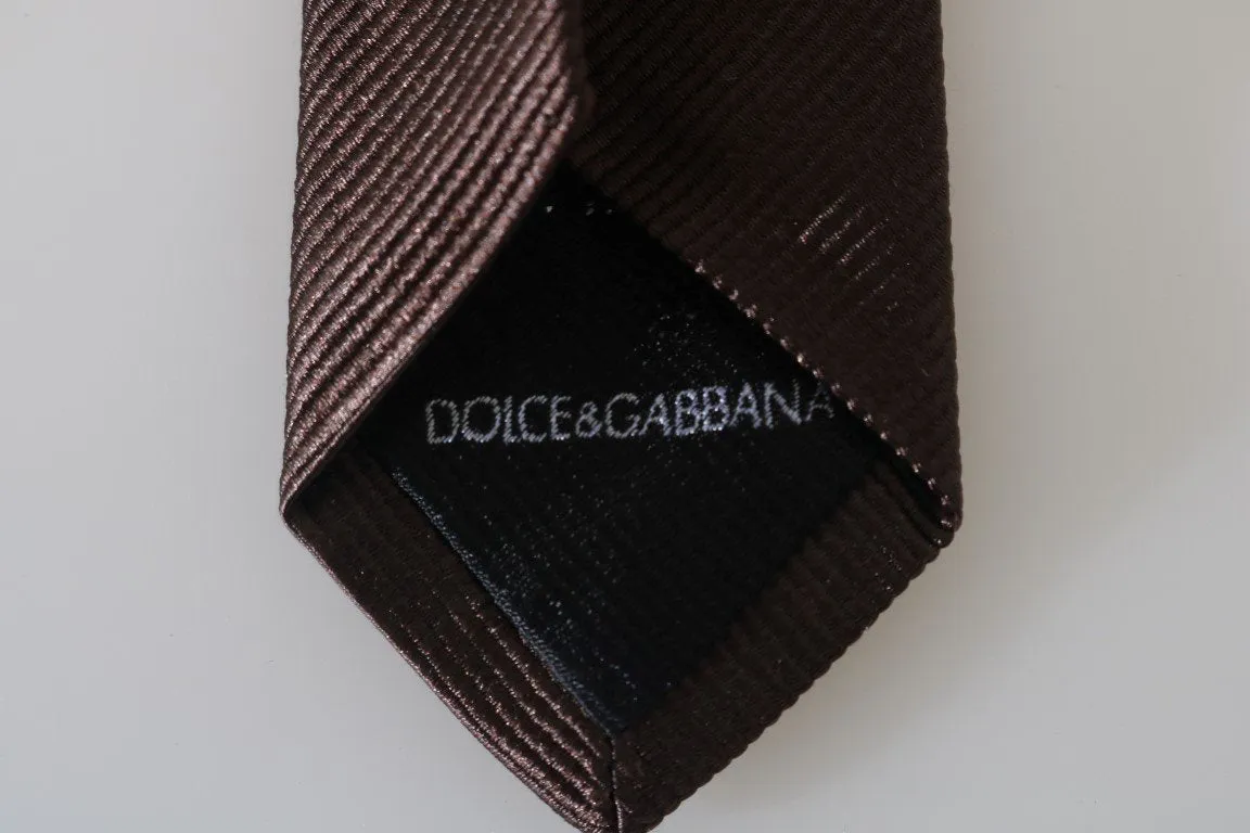 Brown Silk Striped Slim Tie