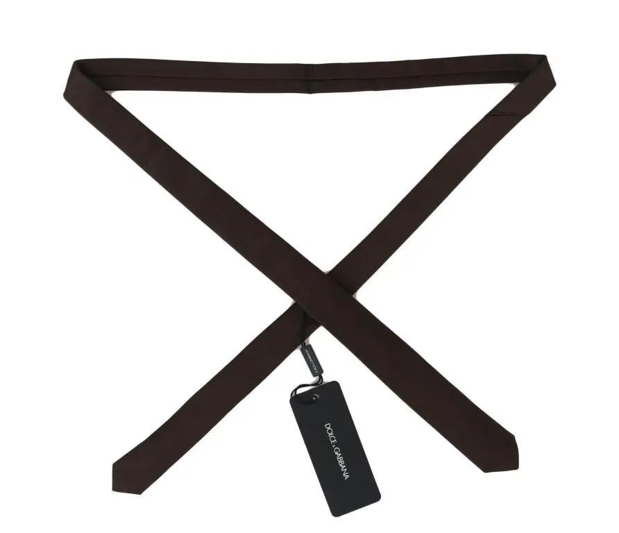 Brown Silk Striped Slim Tie