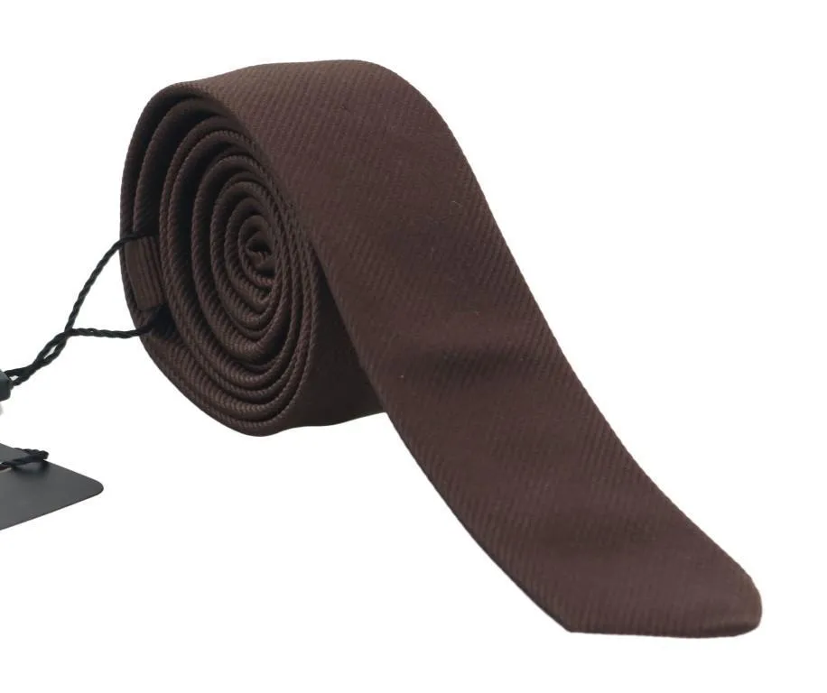 Brown Silk Striped Slim Tie