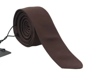Brown Silk Striped Slim Tie