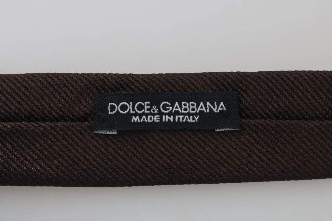 Brown Silk Striped Slim Tie