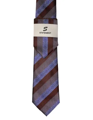 BROWN STRIPE 2 PC TIE & HANKIE SET