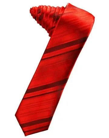 Bubblegum Striped Satin Skinny Necktie