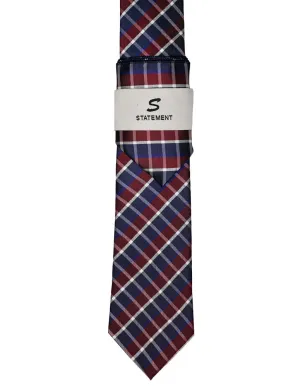 BURGUNDY PLAID 2 PC TIE & HANKIE SET