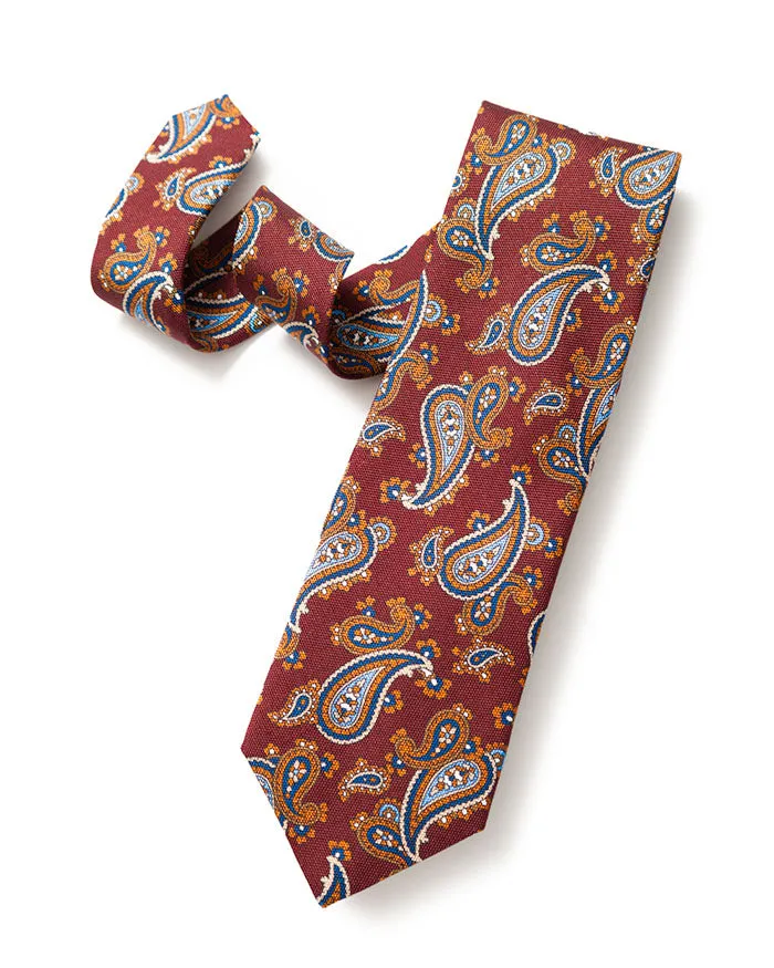 Burgundy Printed Paisley Tie