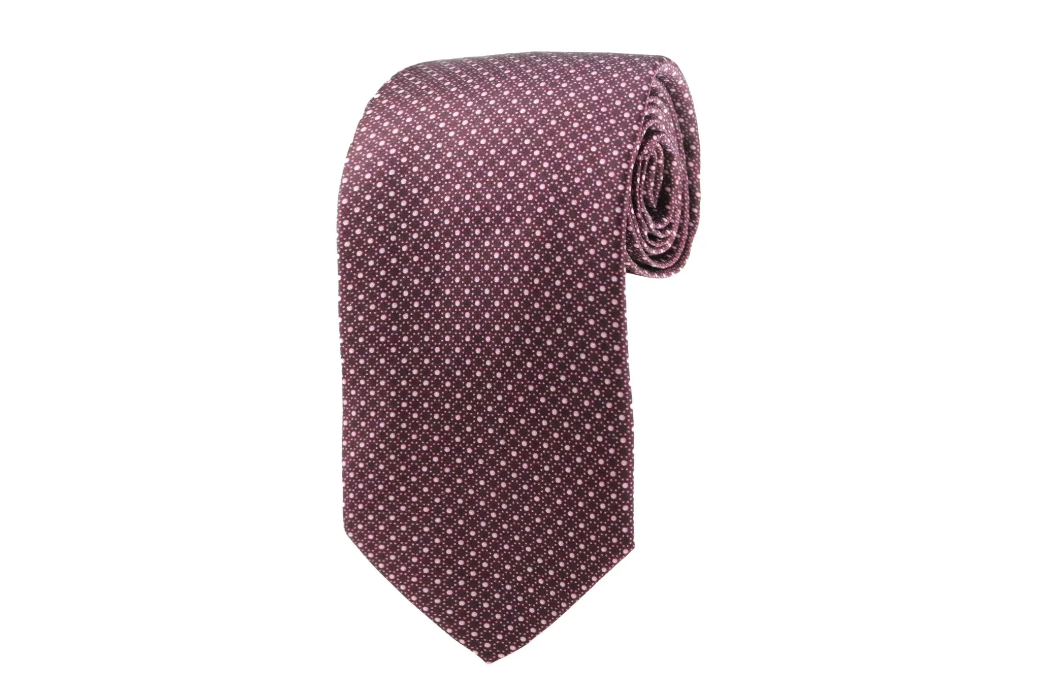 Burgundy Silk Geometric Tie