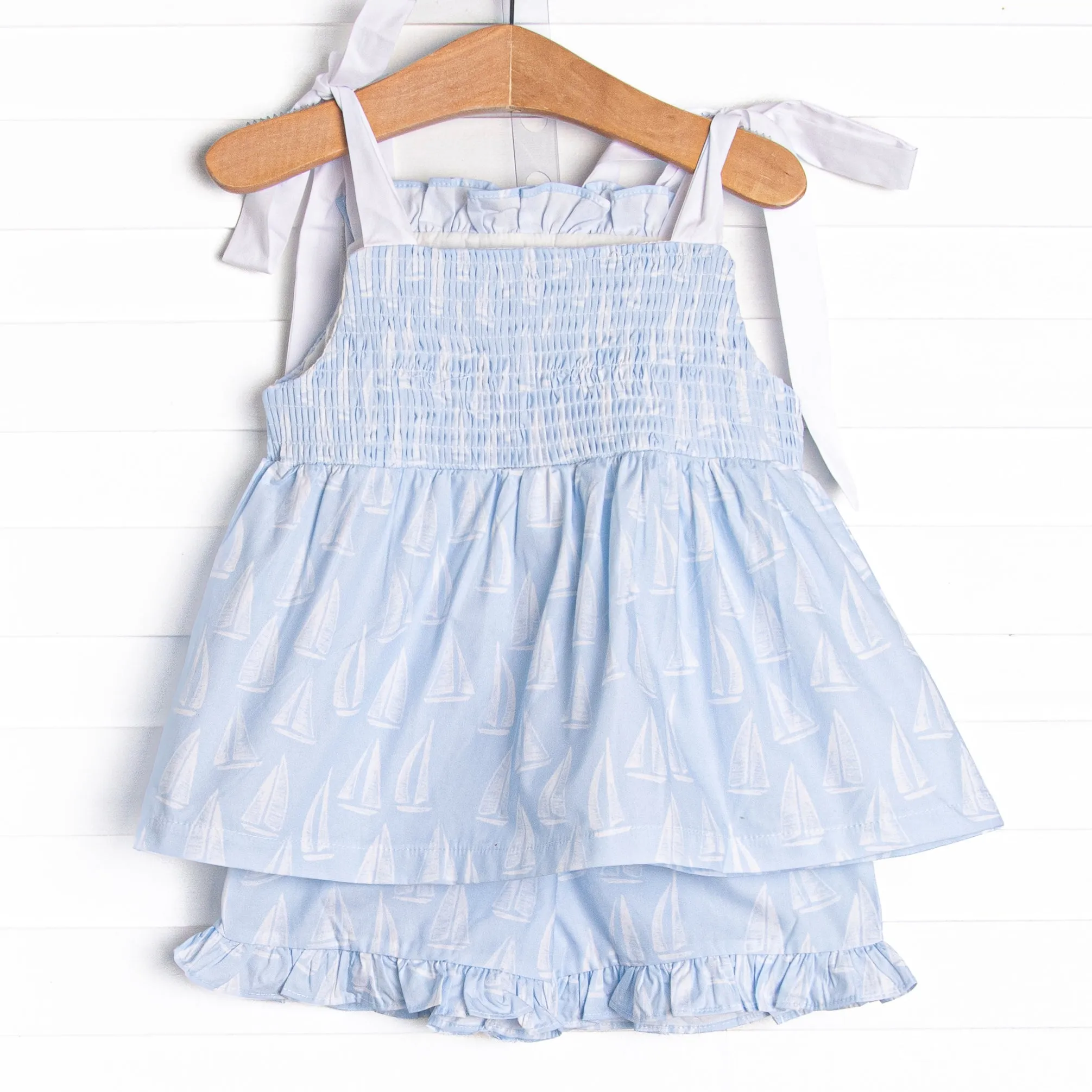 By the Bay Ruffle Short Set, Blue