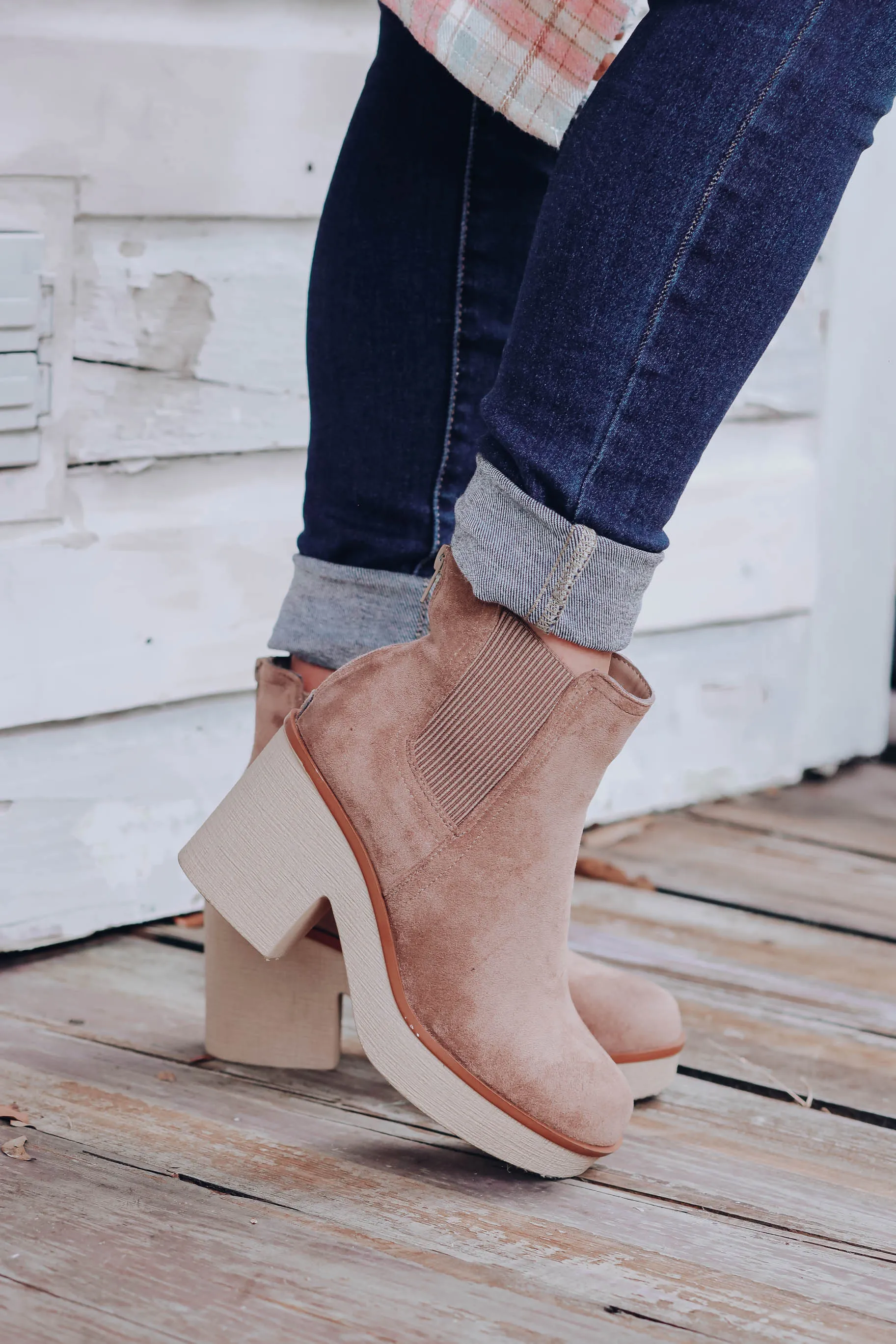Cara Lug Ankle Booties - Taupe