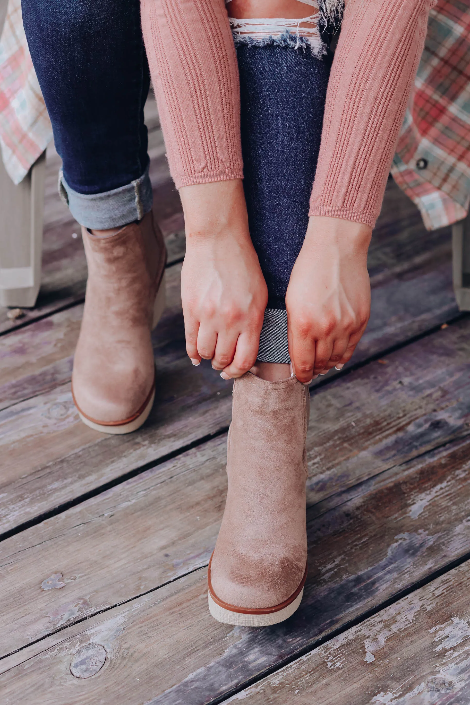 Cara Lug Ankle Booties - Taupe